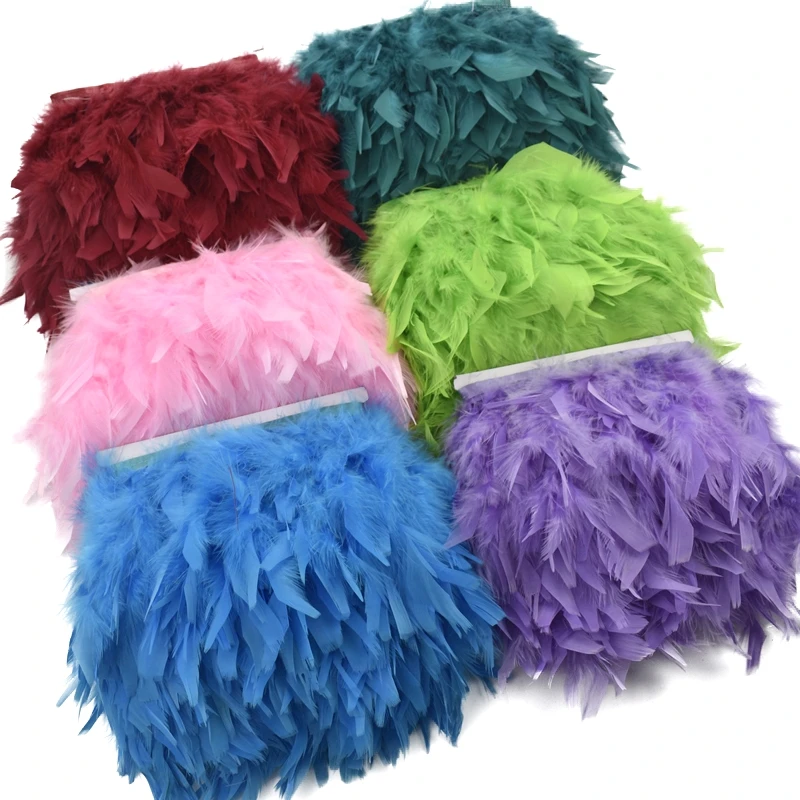 

10Meters Fluffy Turkey Feathers Trims Tassel Fringe Trim Ribbon Feather on Tape Sewing Trimmings Clothes Clothing Accessories