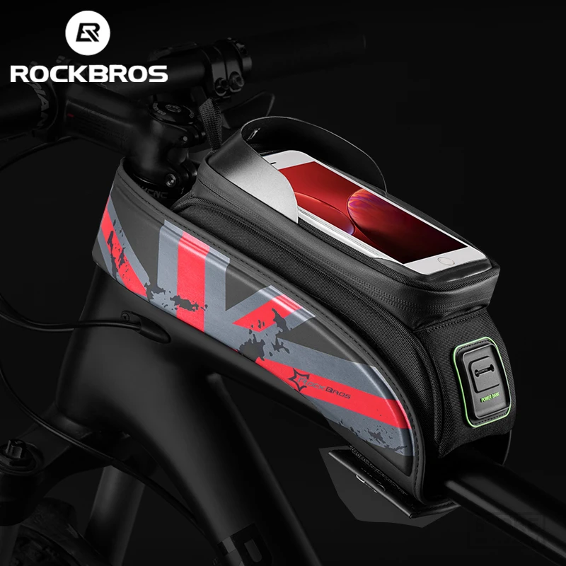 ROCKBROS Bicycle Bag MTB Road Bike  Rainproof Touch Screen Cycling Front Tube Frame  5.8/6.0 Phone Case  Accessories