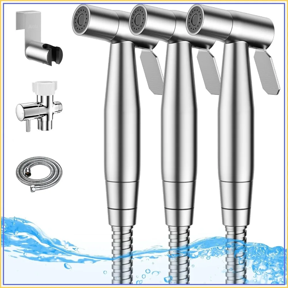 

Handheld Bidet Sprayer for Toilet - 3 Pack, Stainless Steel, Adjustable Pressure, Easy DIY Installation