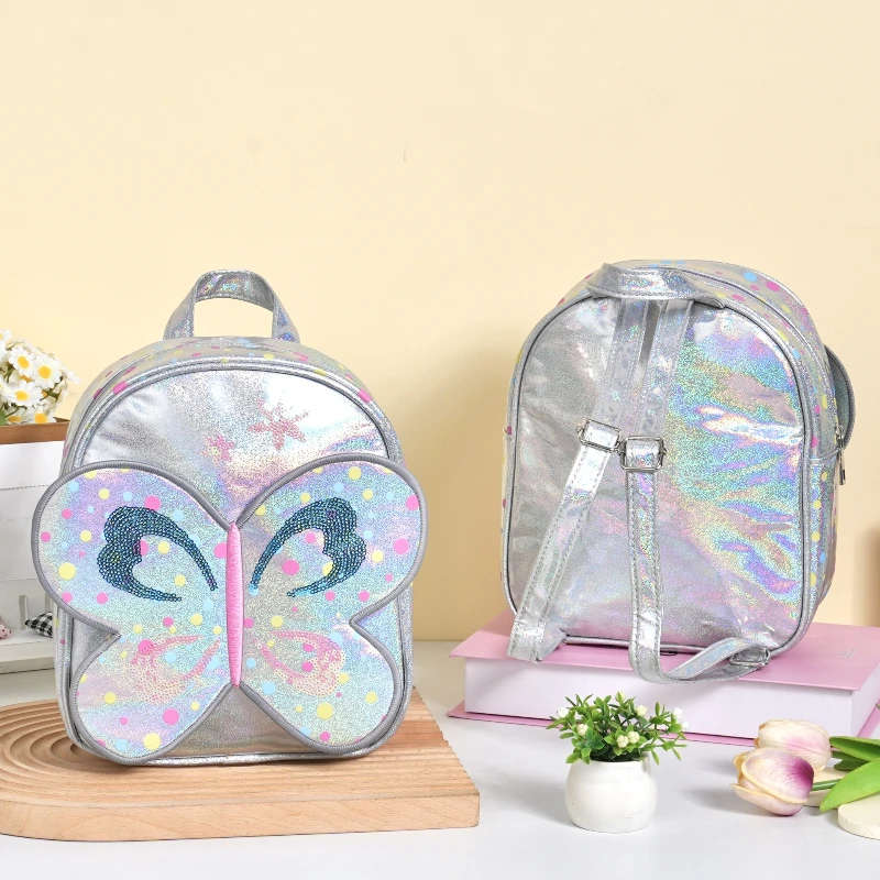 Fashion Girl Bag Trendy Classic Versatile Backpack Butterfly Bow Shiny Practical School Bag Travel Princess Cute Casual Backpack