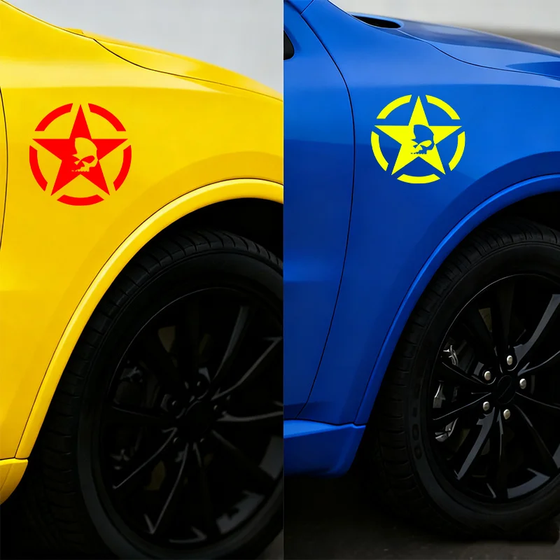 

1Pc Skull Star Pattern Vinyl Sticker, Waterproof Self-Adhesive Decal for Car, Motorcycle, Bike, Helmet & Laptop