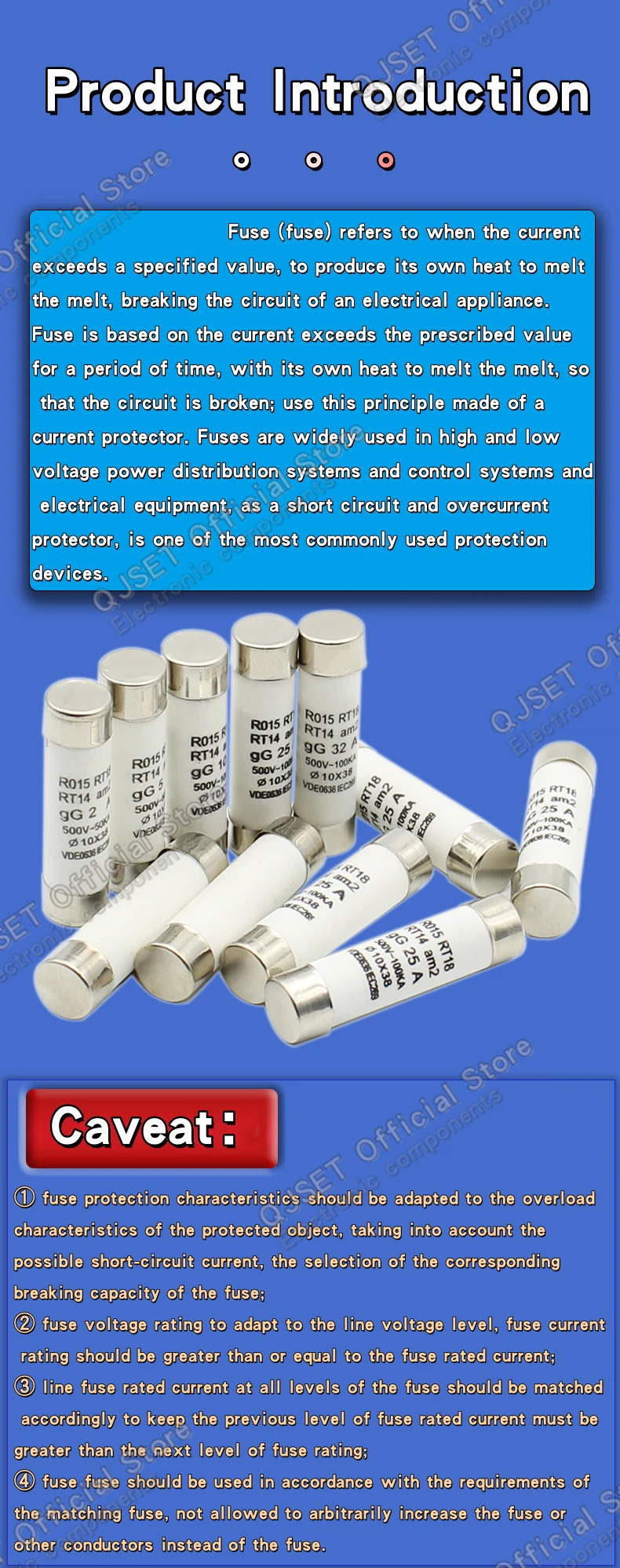 10 Stück R015 10*38 Schnellwirkende Keramiksicherung 10x38mm Sicherung 500V 0,5A 1A 2A 3A 4A 6A 8A 10A 16A 20A 25A 32A 40A 380V RO15 RT18 RT14 RT19 – Detail 3