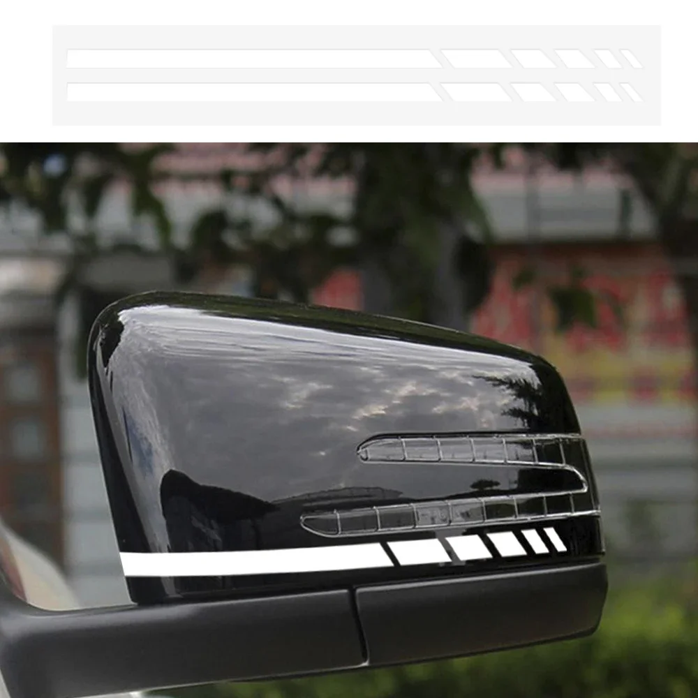 2pcs Waterproof PET Car Rearview Mirror Vinyl Decals Strip 22x0.7CM Universal Auto Exterior Fuel Tank Helmet Reflective Stickers