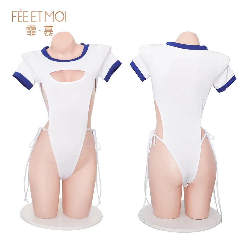 Plus Size Sexy Lingerie Anime Student Cosplay Costumes Exotic Crotchless Bodysuit Cute Hollow Out Open Crotch Schoolgirl Uniform