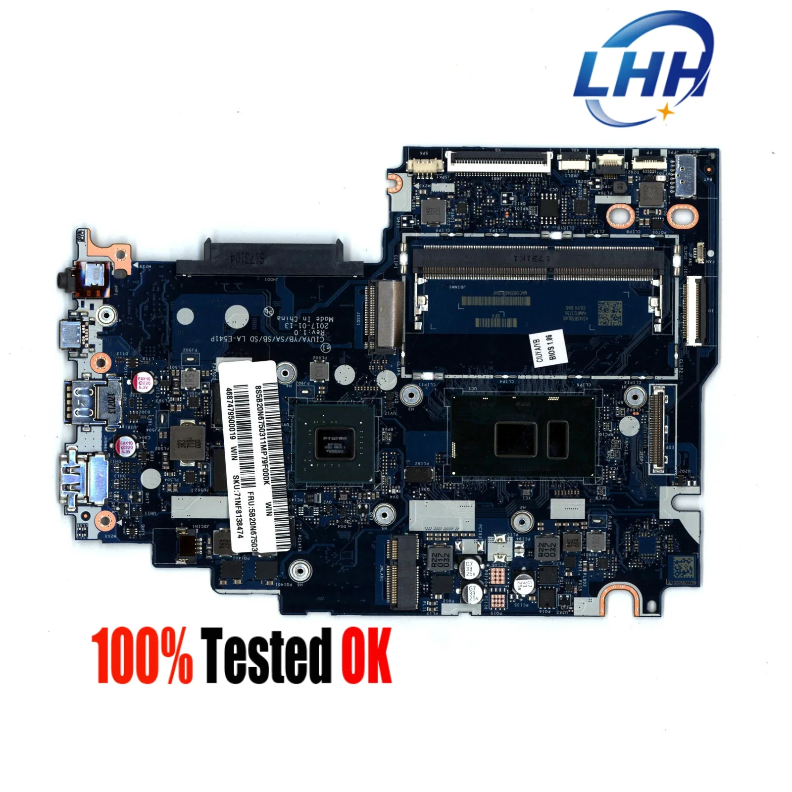 LA-E541P Mainboard  for Lenovo Yoga 520-14IKB Ideapad Flex 5-1470 Laptop  Motherboard I5-7200U N16S-GTR-S-A2  2GB GPU Tested OK