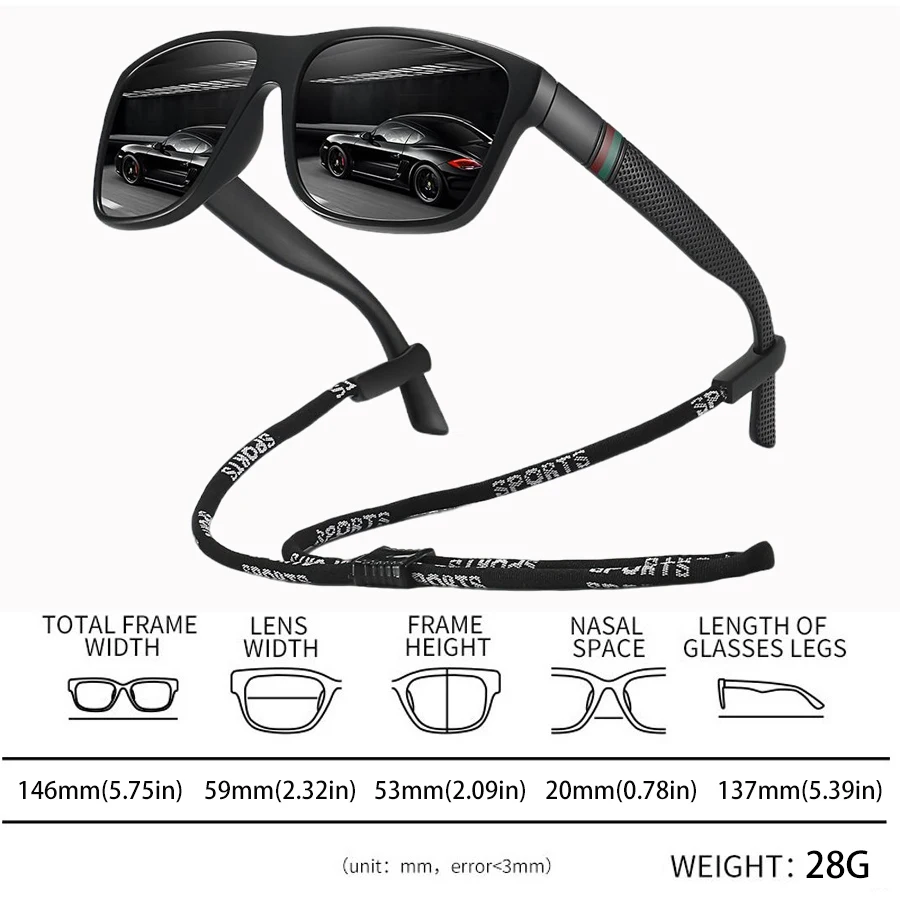 أزياء خمر المشارب الملونة مع سلسلة UV400 النظارات الشمسية الرجال النساء القيادة الصيد الملونة نظارات واقية خفيفة الوزن