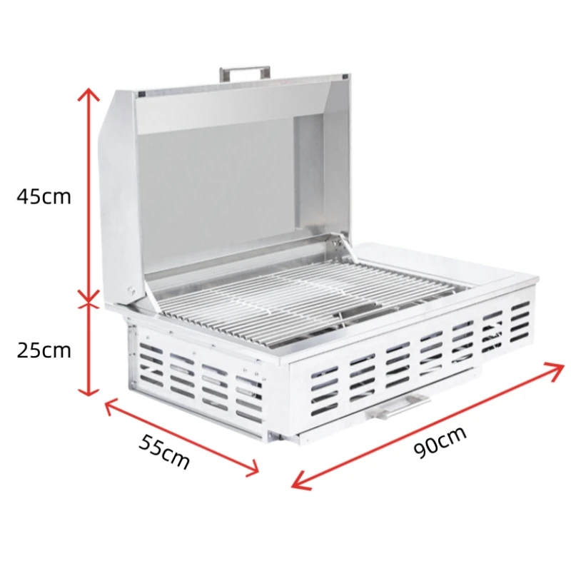 Newly Upgraded Outdoor Kitchen Top Embedded 304 Stainless Steel 4 Burner Built-In Gas BBQ Grill High Quality Single Sided Burner