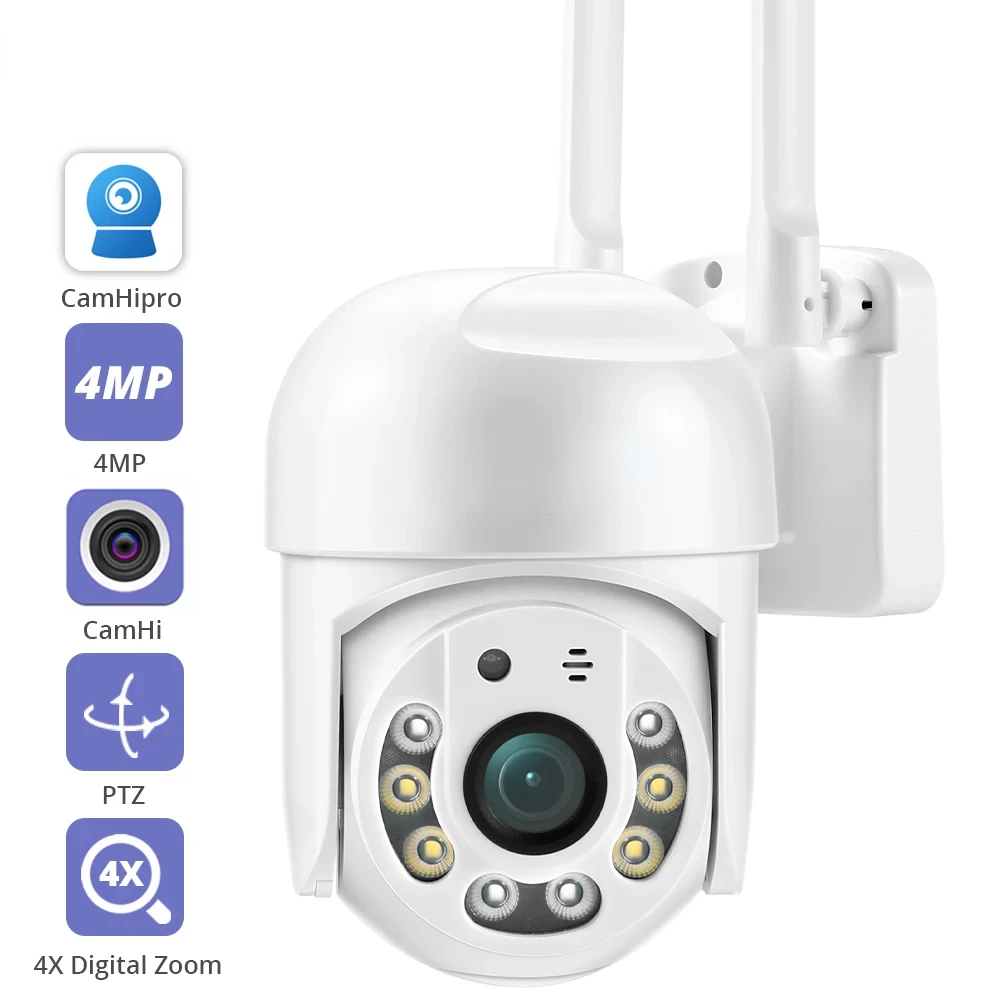 

4-мегапиксельная PTZ Wi-Fi IP-камера 1080P CCTV Защита безопасности Wi-Fi Открытый 4-кратный цифровой зум Уличная камера Хиро CamHi Camara