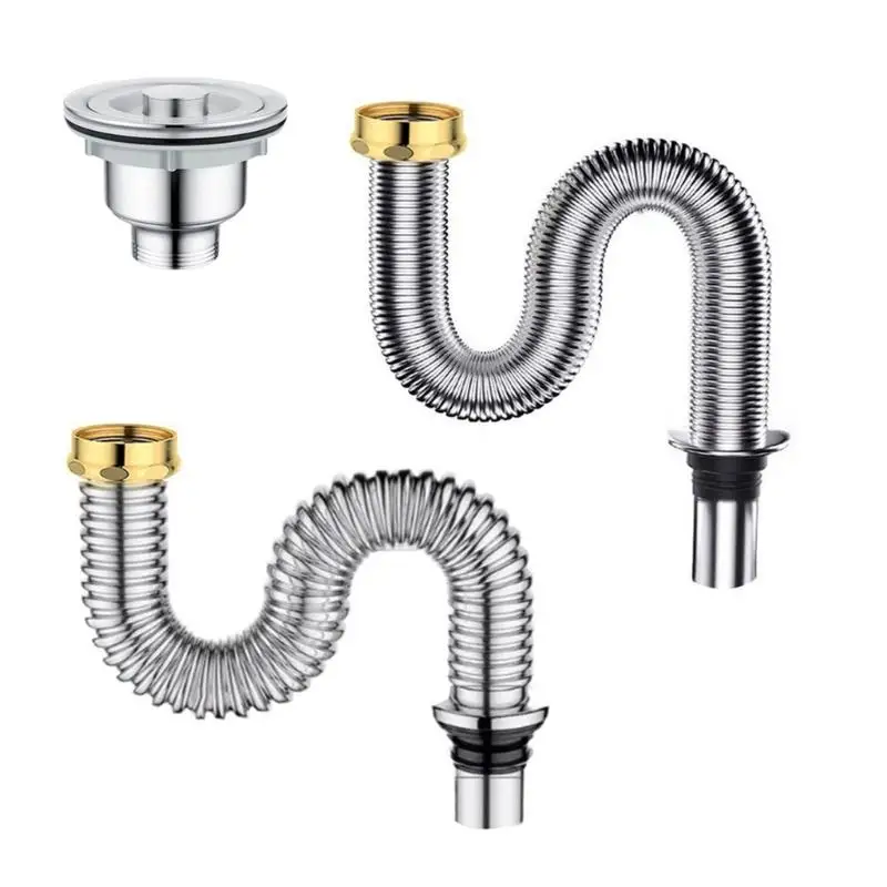 

652F Not Backflow Odor Prevention Sink Drainages Pipe Strong & Steel Drain Pipe