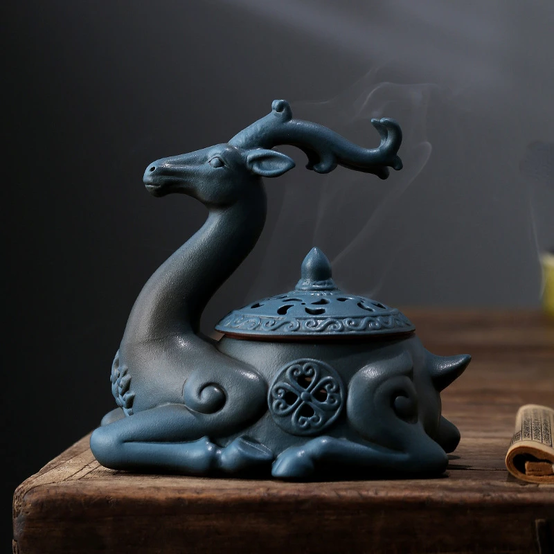 

Ceramic creative plate incense burner personality aromatherapy burner Zen sandalwood Buddha incense deer ornaments