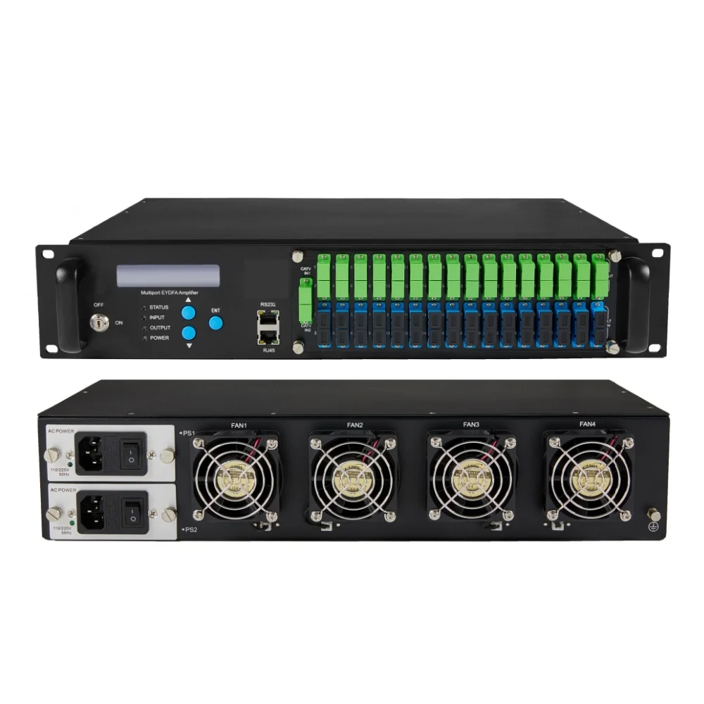 EDFA With WDM 16 32 Ports 22 23 dBm Imported laser Optical Fiber Amplifier High Power for FTTH CATV