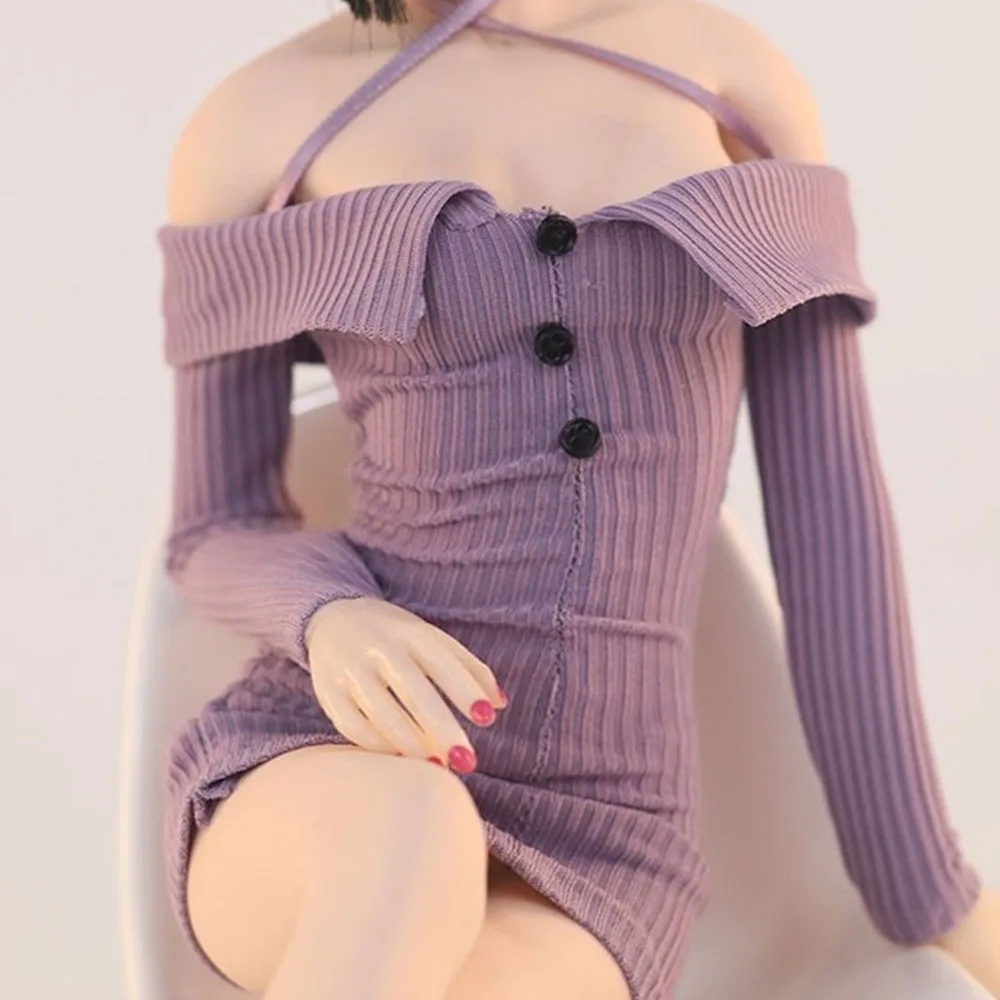 

JIAOUDOLL JO23X-02 1/6 Одежда для женских фигурок: модное облегающее платье-свитер с открытыми плечами и длинными рукавами, подходит для 12-дюймовых фигурок-игрушек