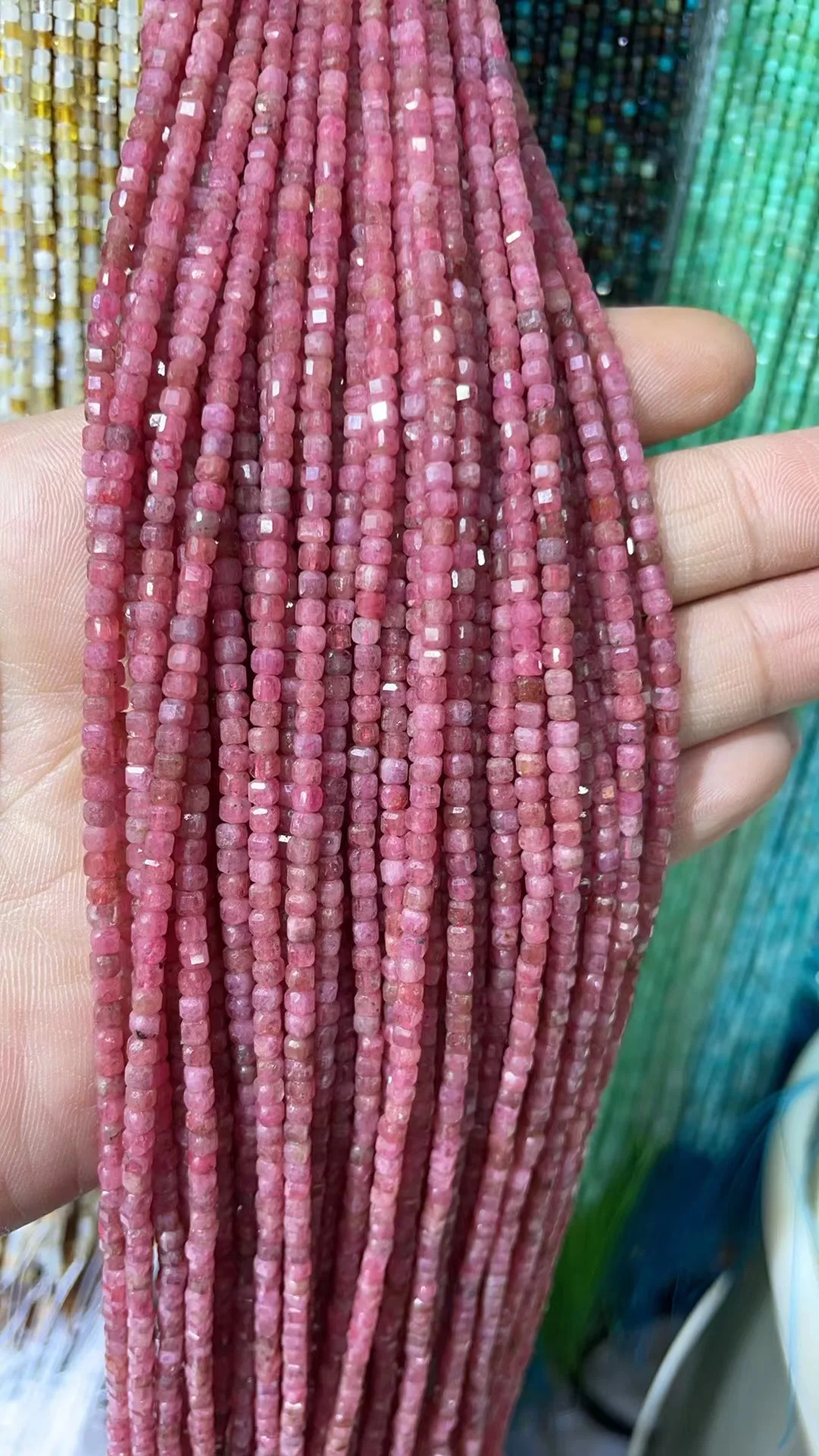 Natural Rhodochrosite 2.5x2.5mm Cut Face Square Length:39