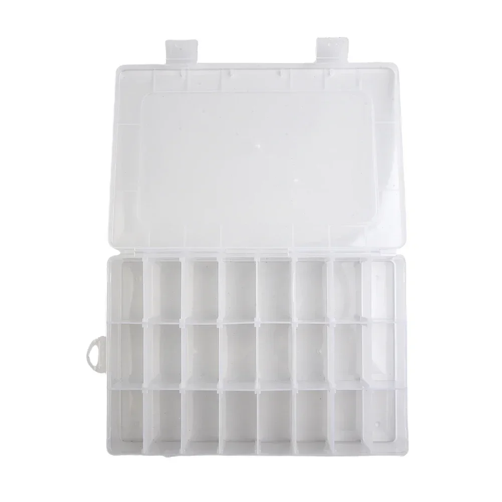 24 Griglie Scomparto Scatola di Immagazzinaggio di Plastica Trasparente Vite Supporto Custodia Organizzatore Contenitore 19x12,5x3,5 Cm Per Gioielli