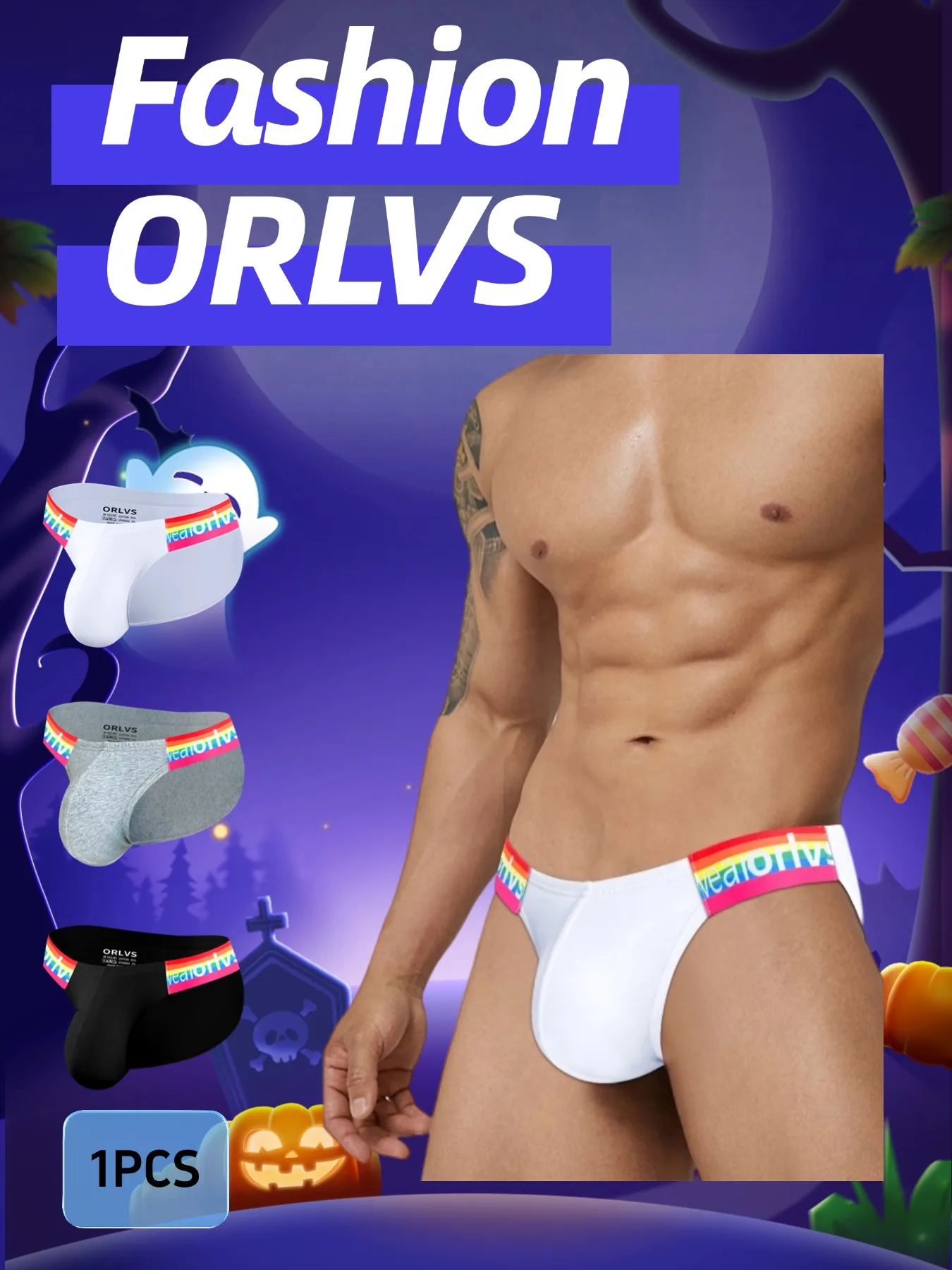 Slip arcobaleno a forcella alta a vita bassa da uomo Borsa convessa Intimo traspirante in cotone Slip boxer vestibilità comoda