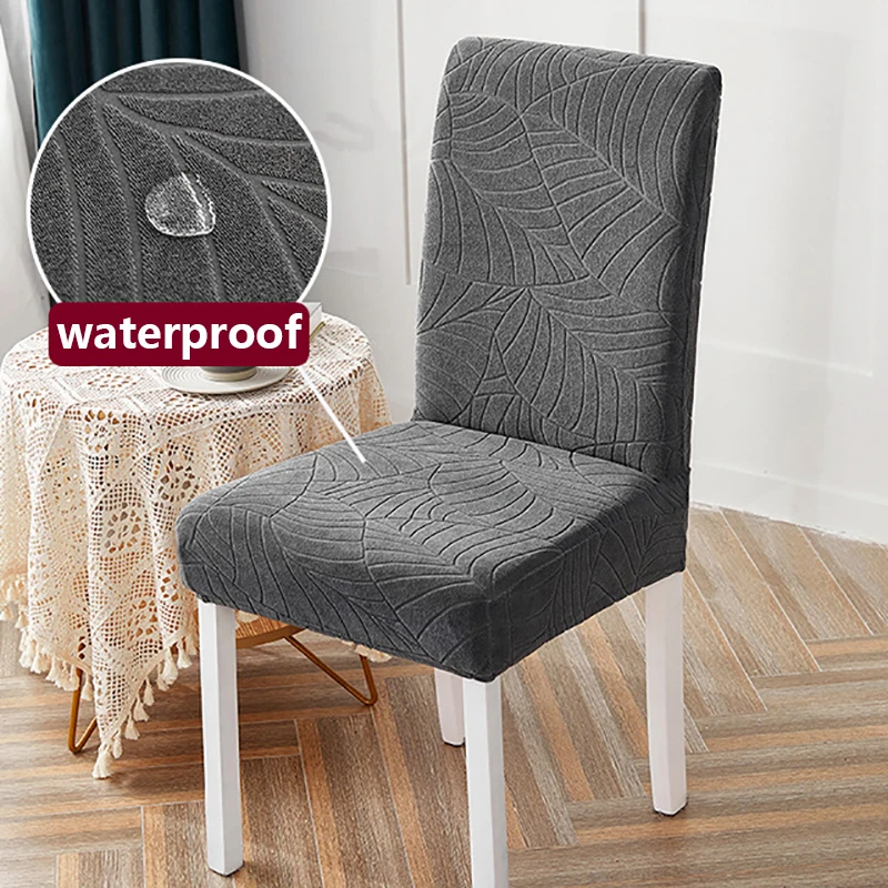 

1/2/4/6 PCS Waterproof Jacquard Chair Cover Stretch Dining Chair Slipcover For Kitchen Hotel Wedding Banquet Office Anti Dirty