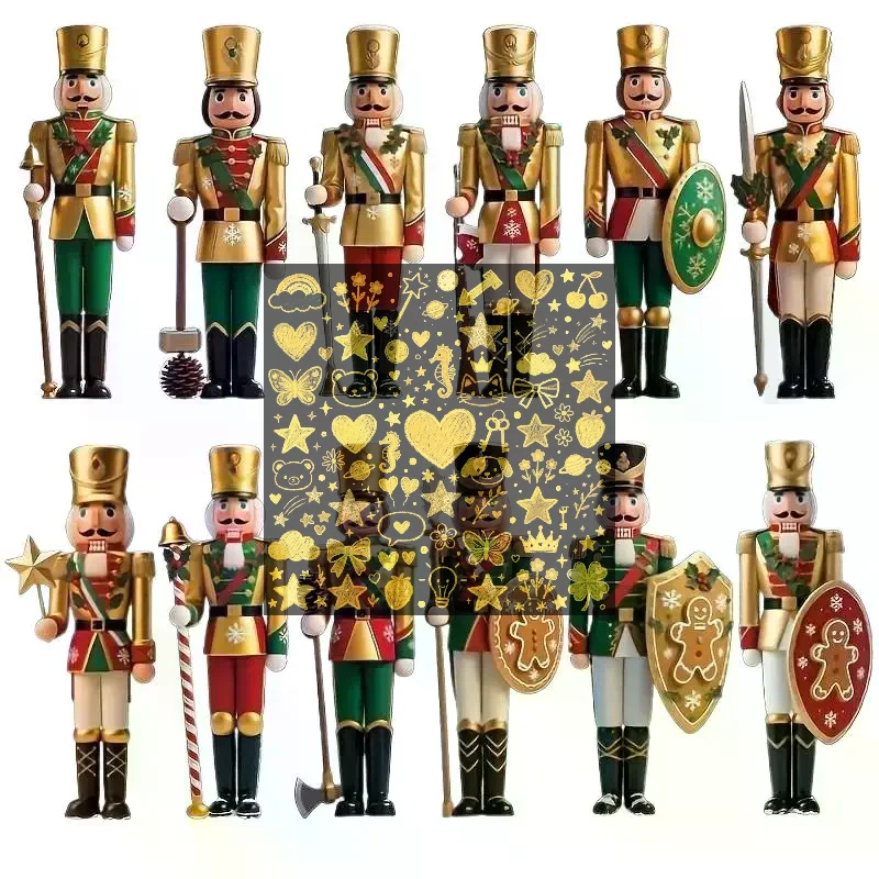 12Pcs Wood Nutcracker Ornaments Christmas Tree Hanging Decoration Colorful Nutcracker Soldier Pendant For Xmas Home Party Decor
