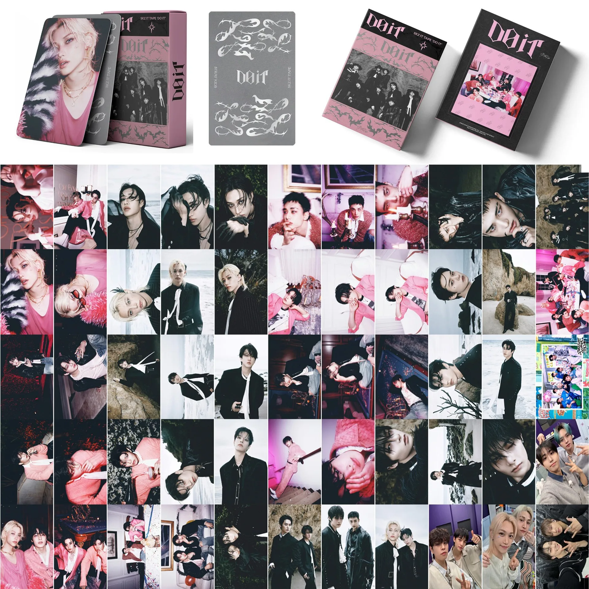 

55pcs Stray Kids Album DOIT Small Card LOMO Card SKZOO Felix Peripheral Support Card Fan Collection Commemorative Card Gift