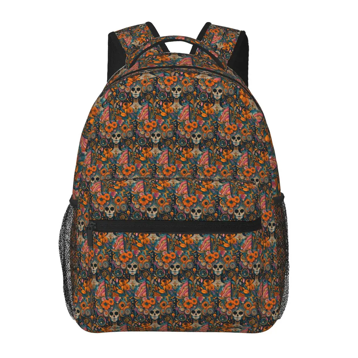 

Mexican Catrina Girl Day Of The Dead Sugar Skull Student Backpack School Bag Hiking Travel Daypack Bookbag Shoulder Bags