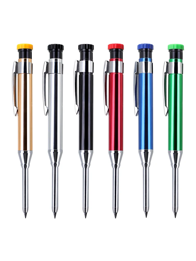 Zestaw 6 szt. metalowych ołówków stolarskich 2,8 mm z nakładką, wbudowaną temperówką, markerem do głębokich otworów, narzędzie do oznaczania, narzędzie do rysowania. — zdjęcie produktu 7