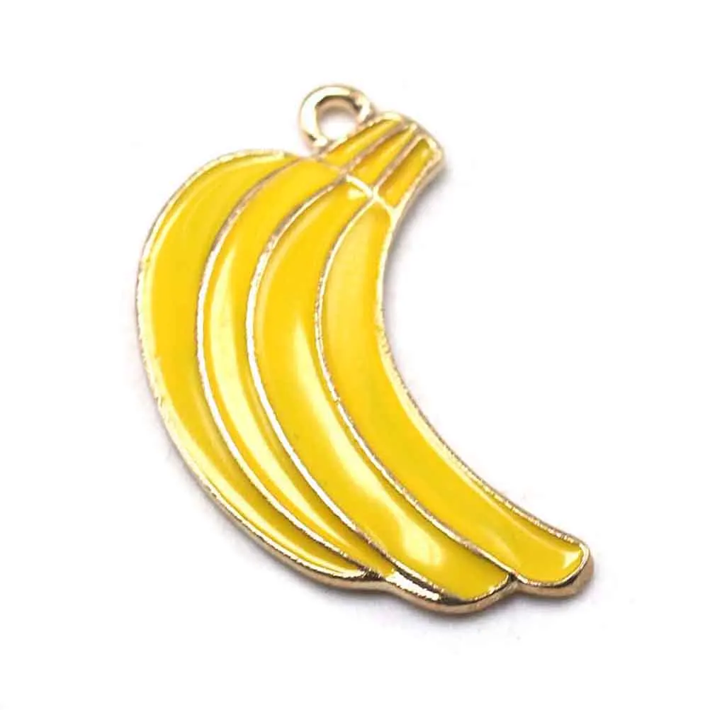 

20 Pcs Banana Pendant Alloy Charm DIY Necklace Key Chain Jewelry Making Creative Fruit Hat Accessories Stylish