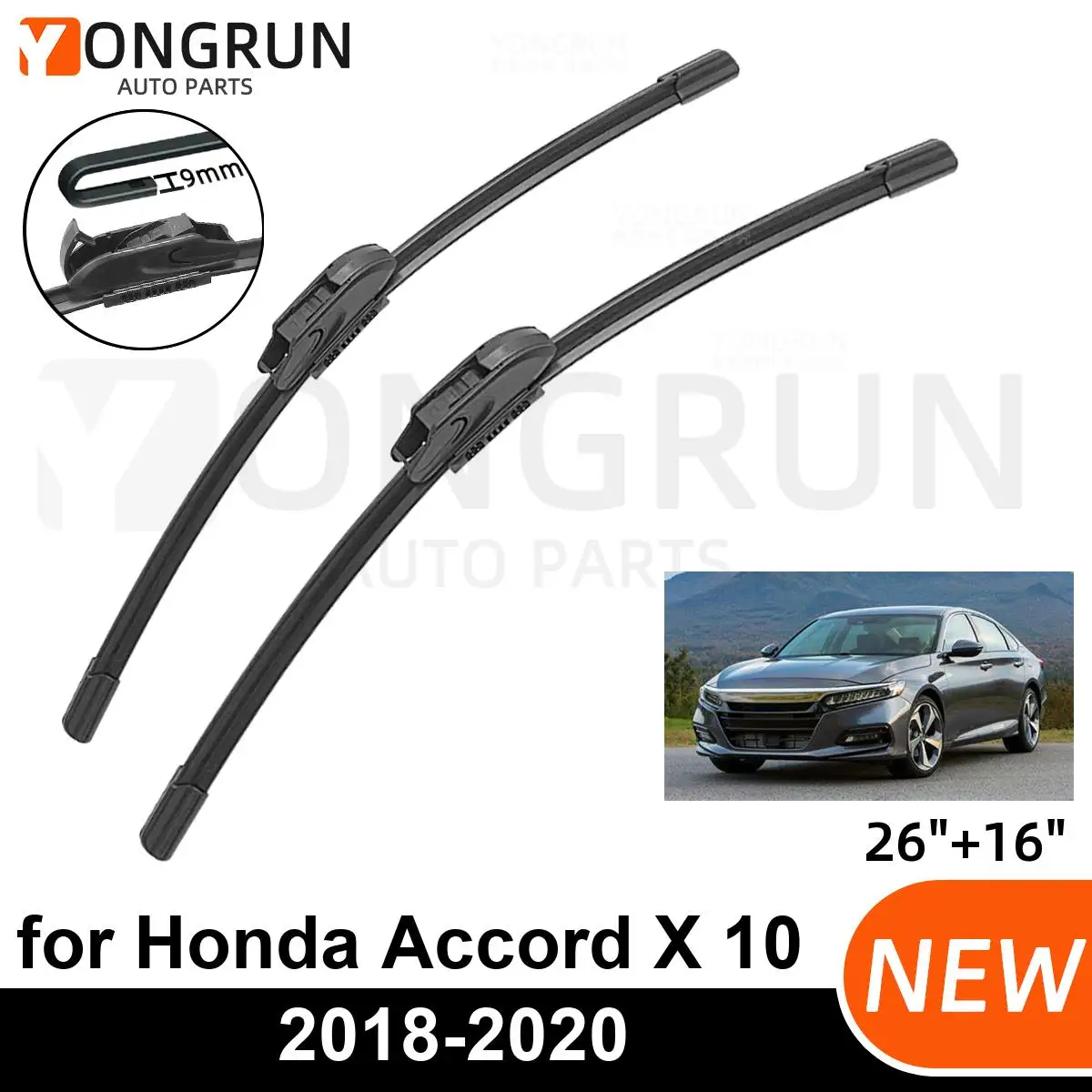 2PCS Car Wiper for Honda Accord X 10 2018-2020 Front Windshield Windscreen Wiper Blade Rubber Accessories 2018 2019 2020