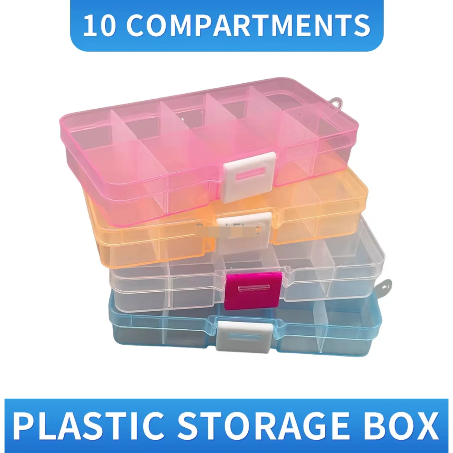 10 Slots Cells Colorful Portable Jewelry Tool  Box Container Ring Electronic Parts Screw Beads Organizer Plastic Case