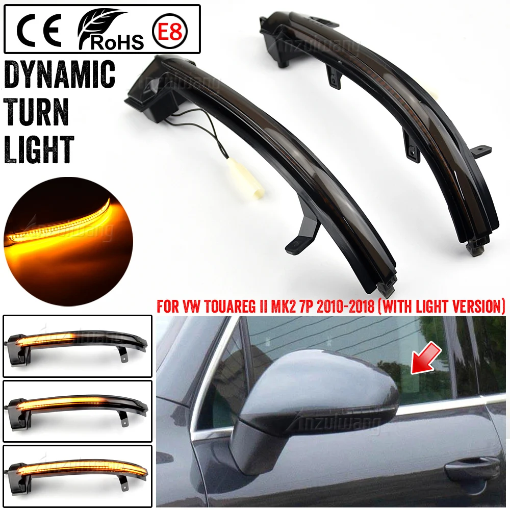 

2pcs Dynamic LED Side Mirror Light Amber Turn Signal Sequential Indicators Lamp For 2010-2018 MK2 VW Touareg II 7P