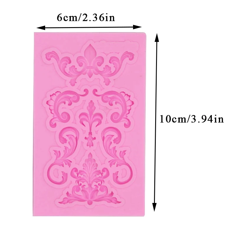 1PC Baroque Style Curlicues Scroll Lace Fondant Silicone Mold, Relief Flower Lace Mould Filigree Mold 3D Sculpted Decoration