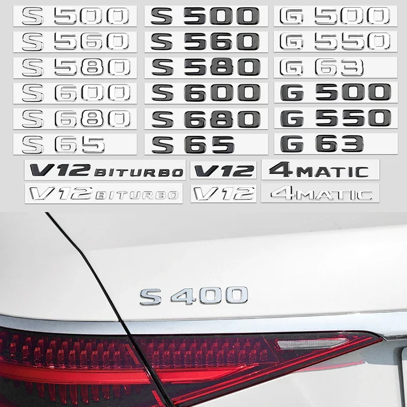 

3D буквы с плоским шрифтом S480 S680 S63 G550 G65 4MATIC V8 Эмблема для Mercedes Benz AMG G S Class Автомобильный багажник Табличка с логотипом Наклейка