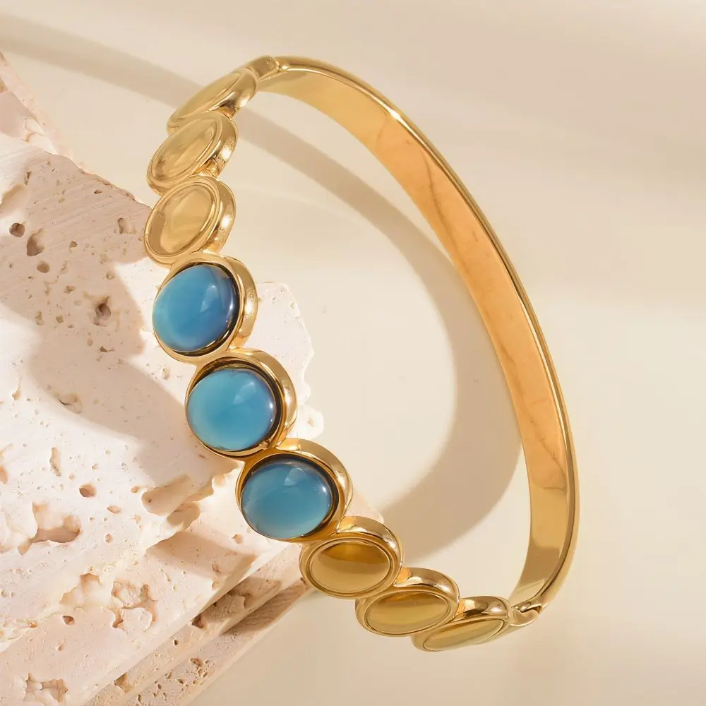 Alloy Cat's Eye Stone Bracelet Colored Dropper Oil Vintage Colored Dropper Oil Bangle Retro Stackable Women's Hand Bracelet