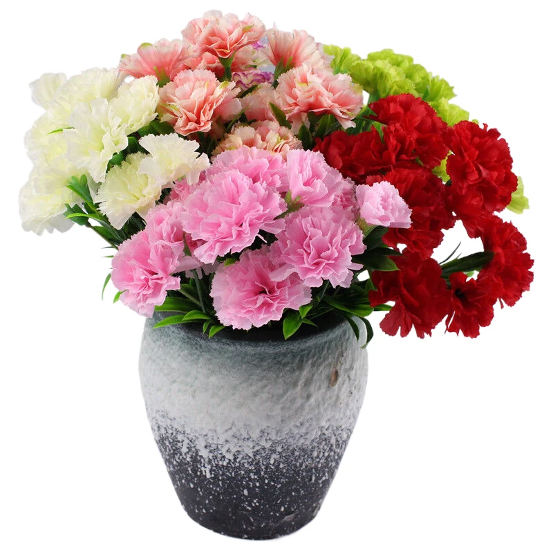 10 Heads Artificial Carnation Home Decoration Multi Color Beauty Silk Fake Flower Especial For Wedding And Festival Decoration