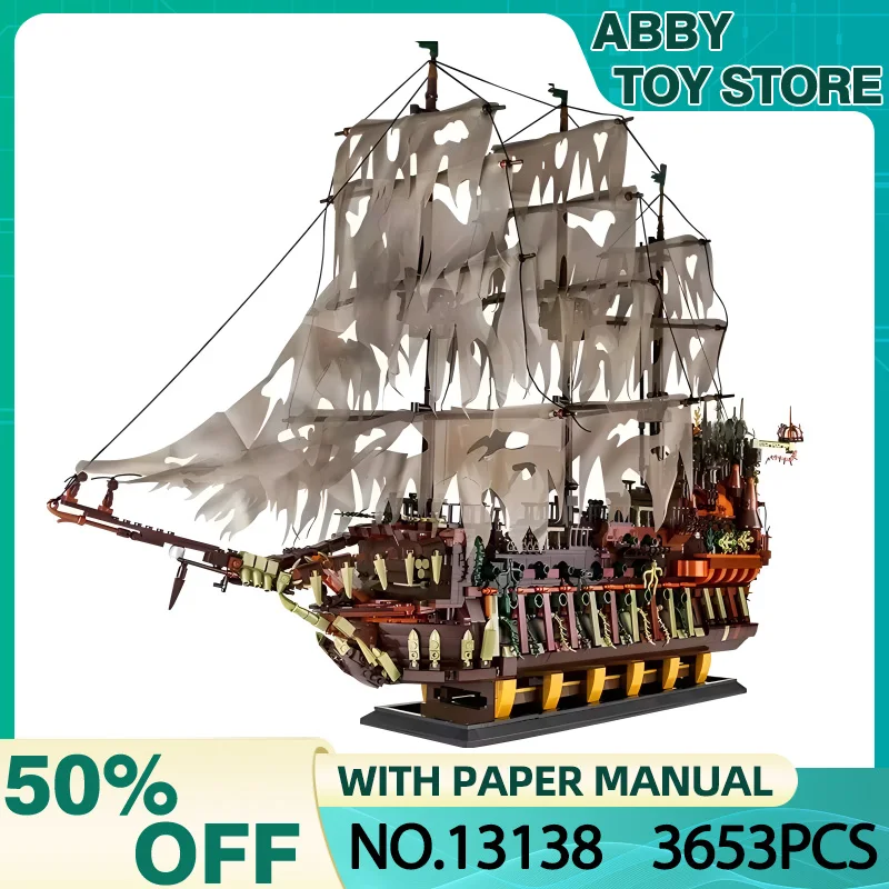 MOULD KING 13138 Pirate Ship Building Blocks Flying Dutchmans Boat Construction Kit for Adults Kids Bricks Toys Christmas Gifts