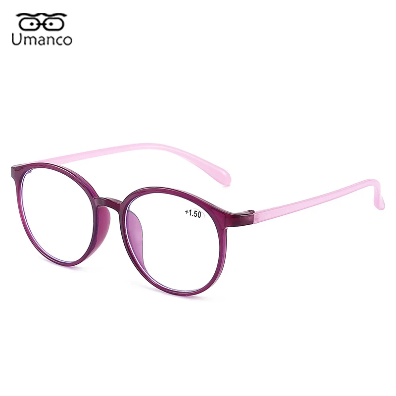 Ultralight Anti Blue Light Reading Glasses Women Fashion Elegant Purple Round Presbyopia Glasses Anti-fatigue Glasses Magnifier