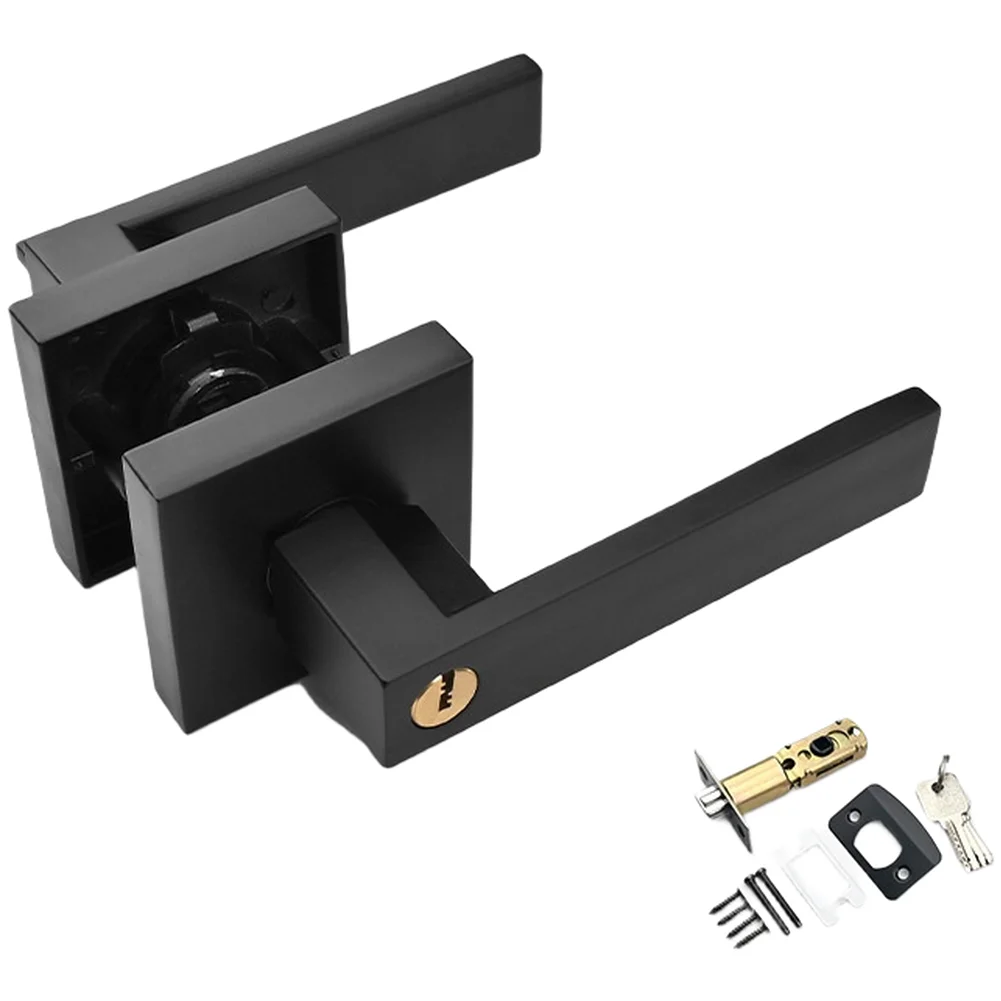 Modern Aluminum Three Lever Door Handle Lock for Bedroom Bathroom Kitchen with Adjustable Latch 30-50mm Door Thickness