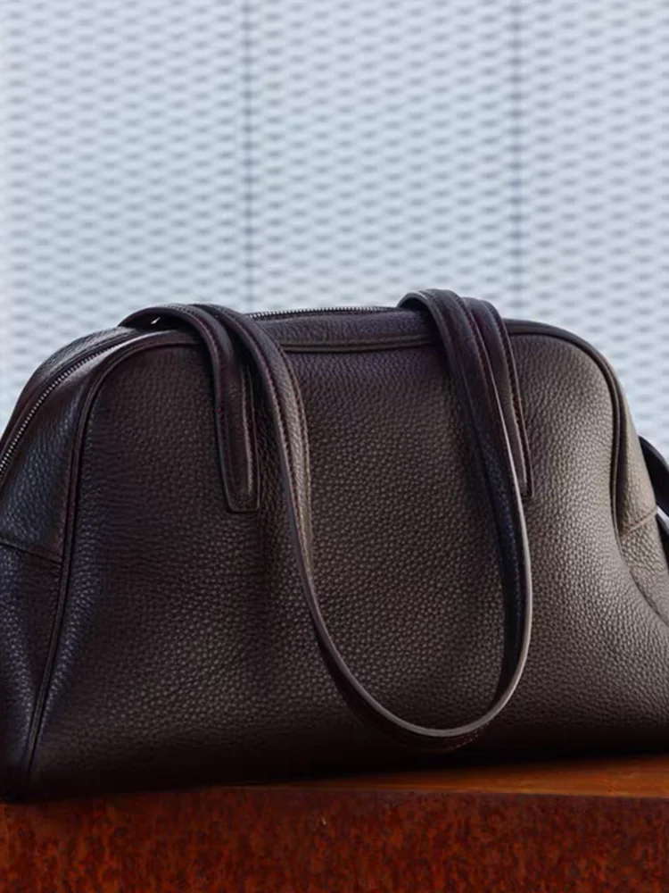 Fashion Unique Elegant Genuine Leather Women Bag\Handbag Simple Real Leather Tote Underarm Shoulder Commuter Bag Big Capacity
