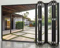 Waterproof Aluminum Glass Panoramic Double Bi Fold Door Hurricane Proof Metal Frame Soundproof Folding Doors for Garden Entry