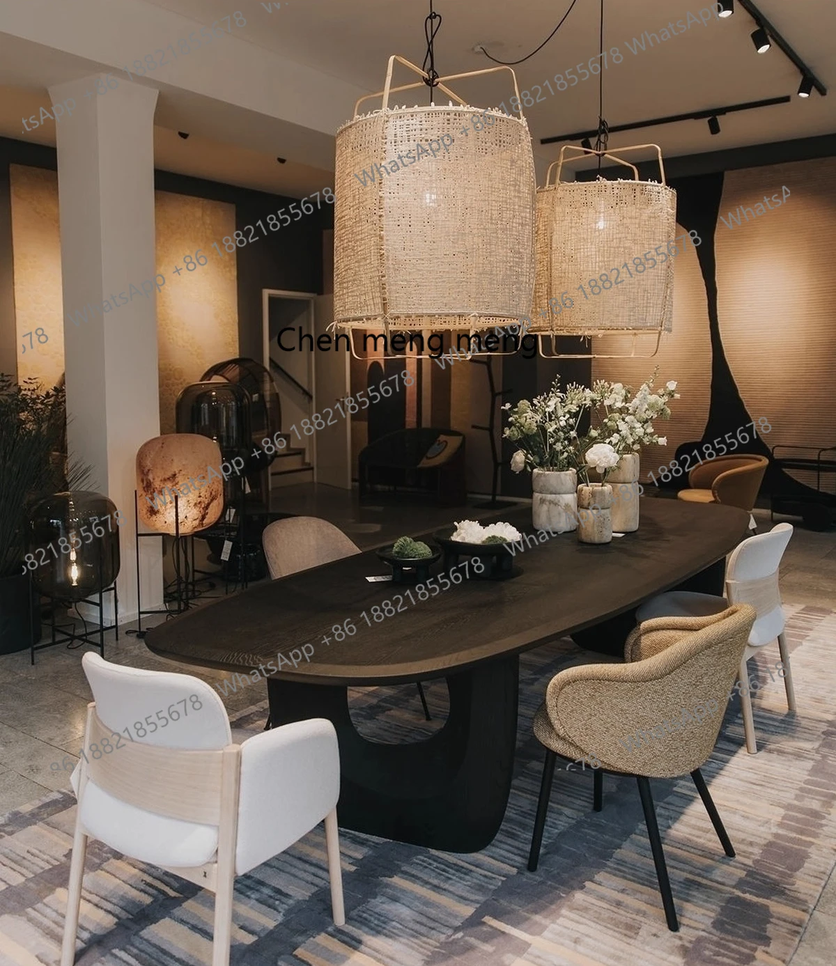 

Medieval dining table French solid wood black retro long table special-shaped irregular light luxury rectangular oak