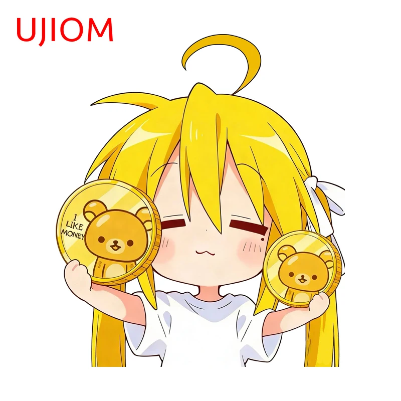 UJIOM Konata Izumi Chibi Girl Gold Tones Wall Sticker Creative Fashionable Sunproof Vinly Decal Personality Suitcase Wallpaper