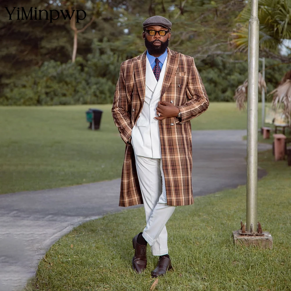 

YiMinpwp White Men's Suits Slim Fit Double Button Jacket Pants 2 Pcs Formal Wedding Costume Tailoring Weddings Dresses 2026