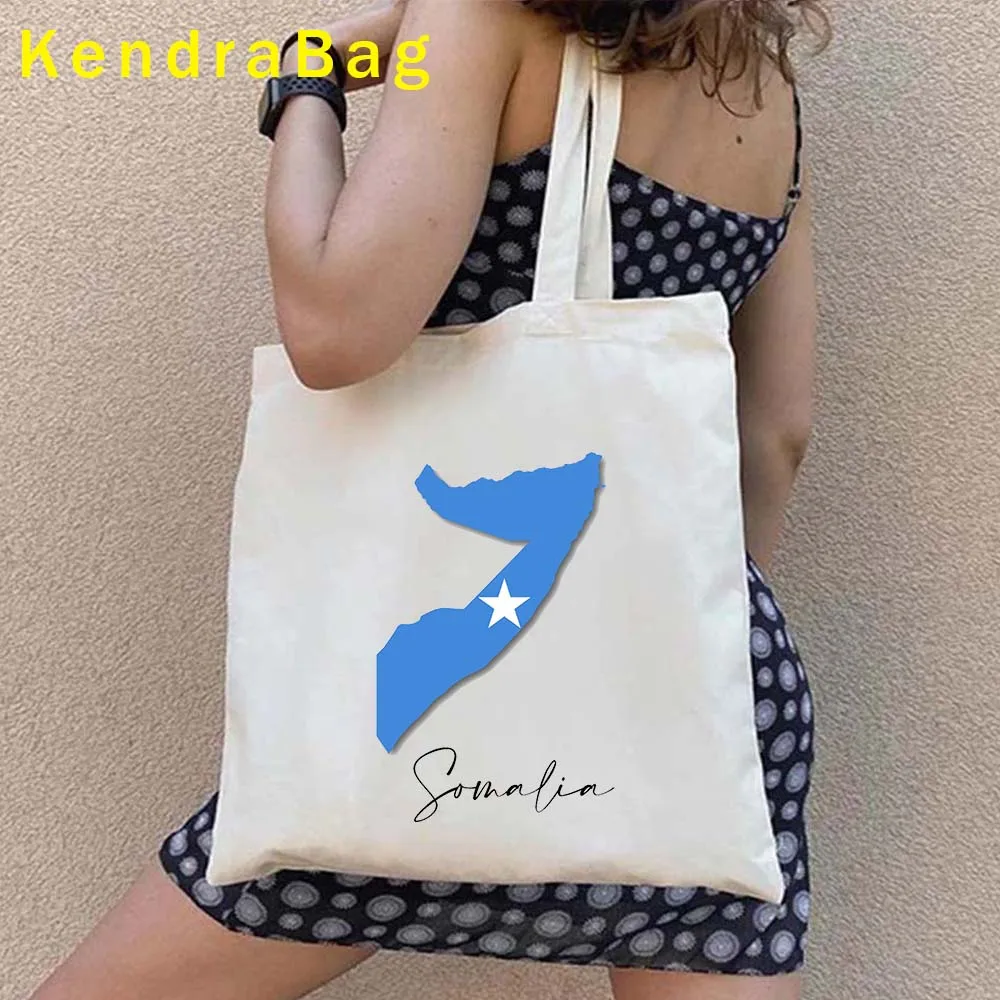 Somalia Country Map Flag Somalian Girl Love Heart Patriotic Cute Gifts Women Canvas Shoulder Totes Bags Harajuku Cotton Handbags