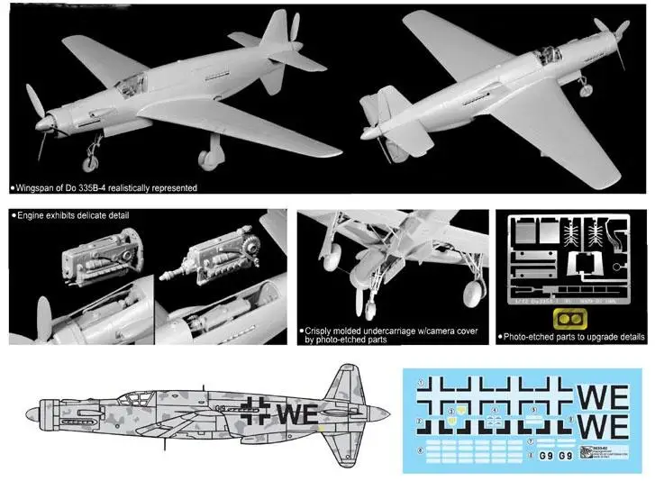 Dragon 5033 1/72 Golden Wings Series Dornier Do335B-4 Pfeil Recon Model Kit