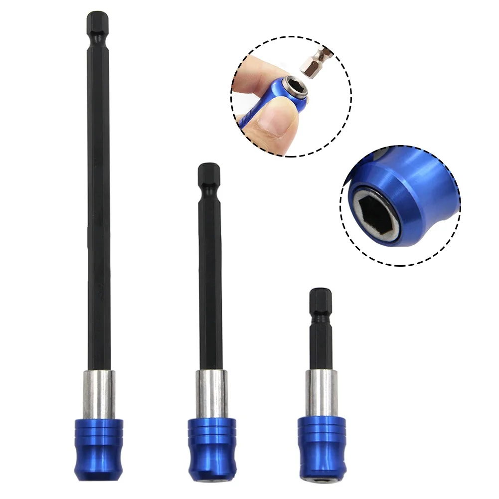 1/4 Head Hex Shank Drill Bit Extension Chrome Tungsten Steel Diagonal Diameter 1/4 Inch Hexagonal Handle Blue Color