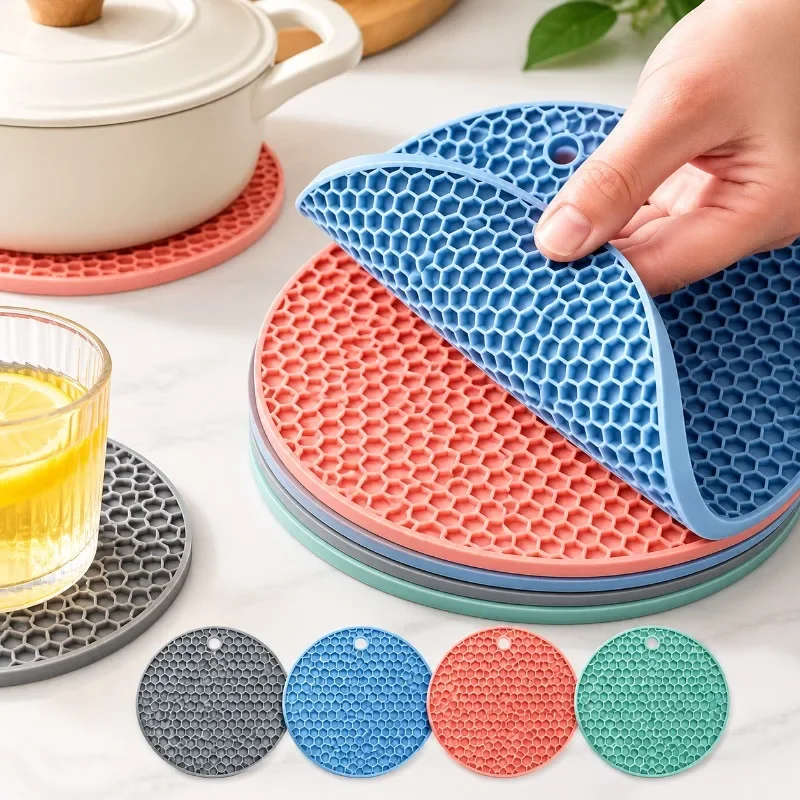 1/2/3PCS Silicone Heat Resistant Mat Kitchen Trivet Anti Slip Table Protector Pad for Hot Pots Pans Tableware Accessories
