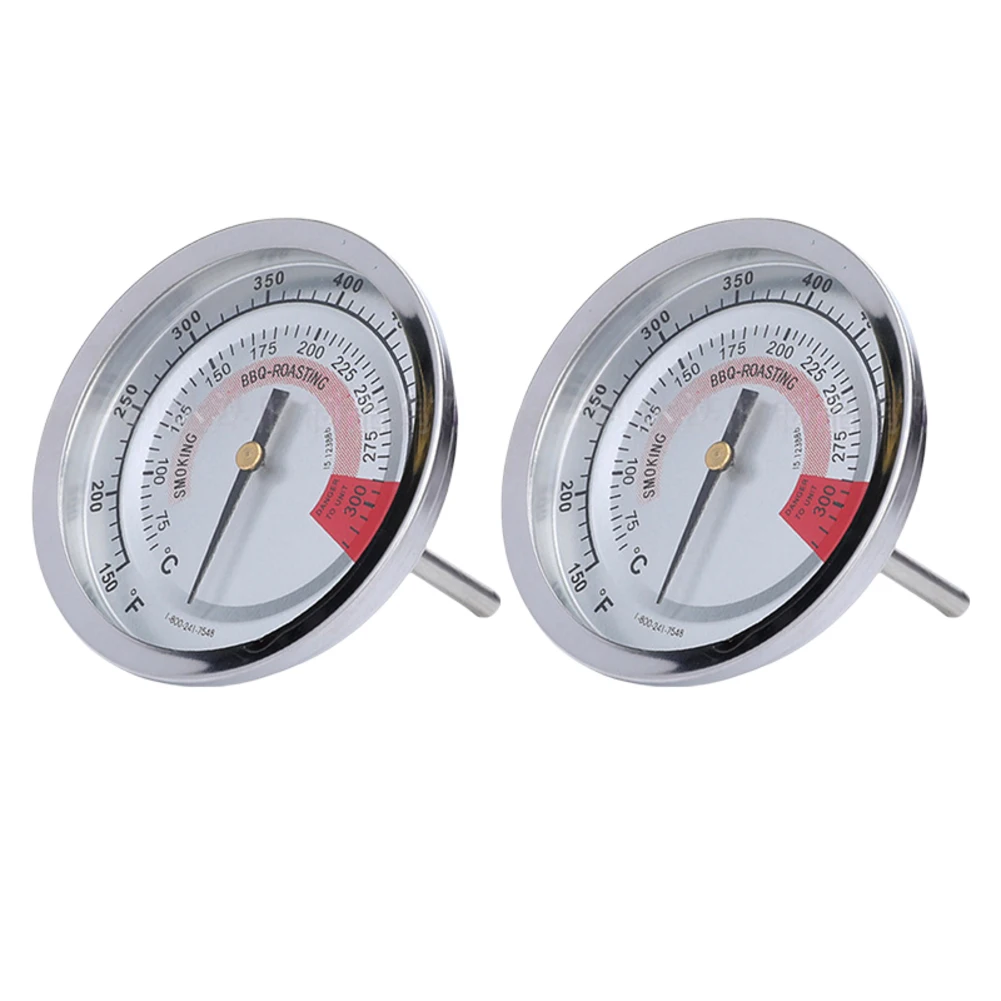

BBQ Cover Temperature Gauge Replacement Part for Grills Stainless Steel Accurate Heat Measurement with Simple Threaded Mount
