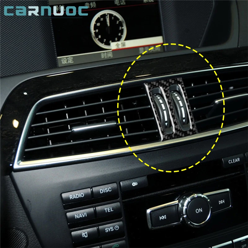 

Carbon Fiber Stickers Car Accessories Central Air Outlet Adjust Trim For Mercedes Benz W204 W205 W211 W203 C E GLA GLC 2007-2014