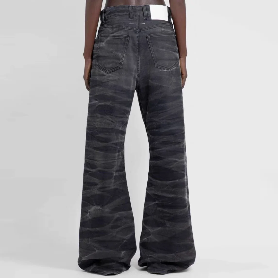 Pantalones vaqueros con estampado de ondas de agua lavados para Hombre, Pantalones rectos, Pantalones vaqueros holgados informales
