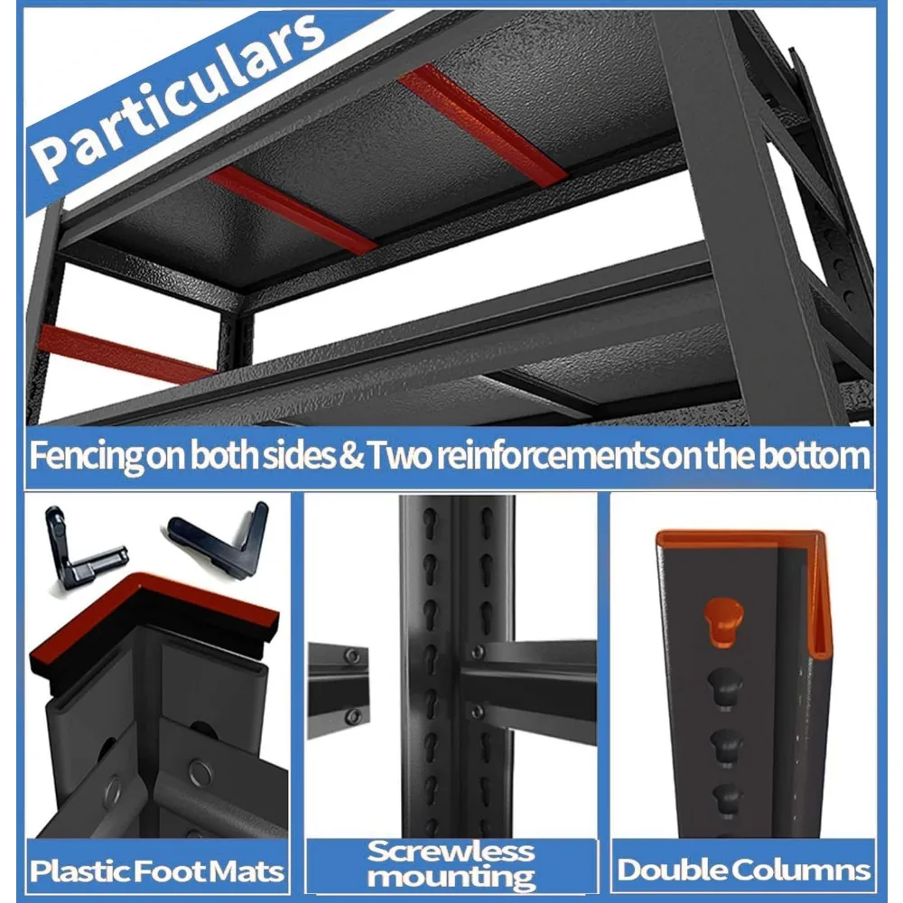أرفف تخزين معدنية قابلة للتعديل مكونة من 6 طبقات للطابق السفلي والمساحات التجارية والمستودعات - سعة 3500 رطلاً
