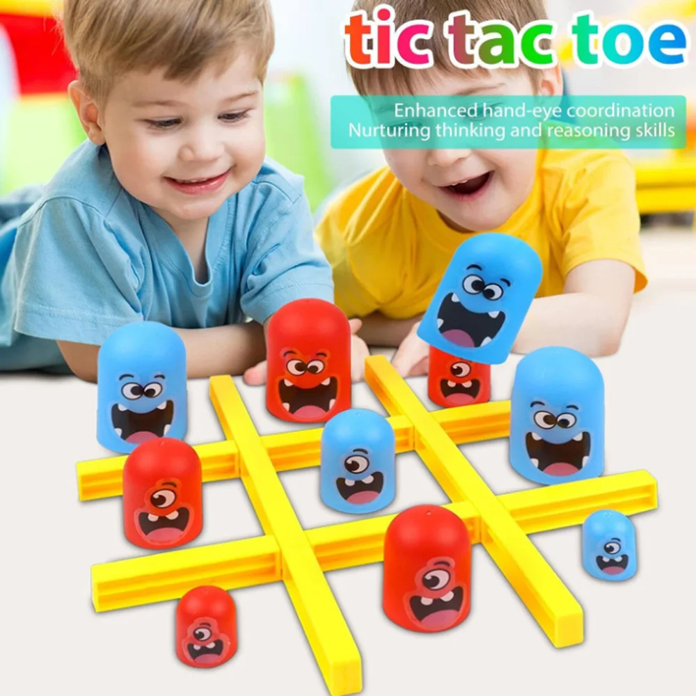 لعبة لوحة Tic-Tac-Toe - لعبة لوحة Gobblet باللون الأزرق والبرتقالي المفاجئة - لعبة اللوحة التفاعلية بين الوالدين والطفل (أكل كبير صغير) للغات