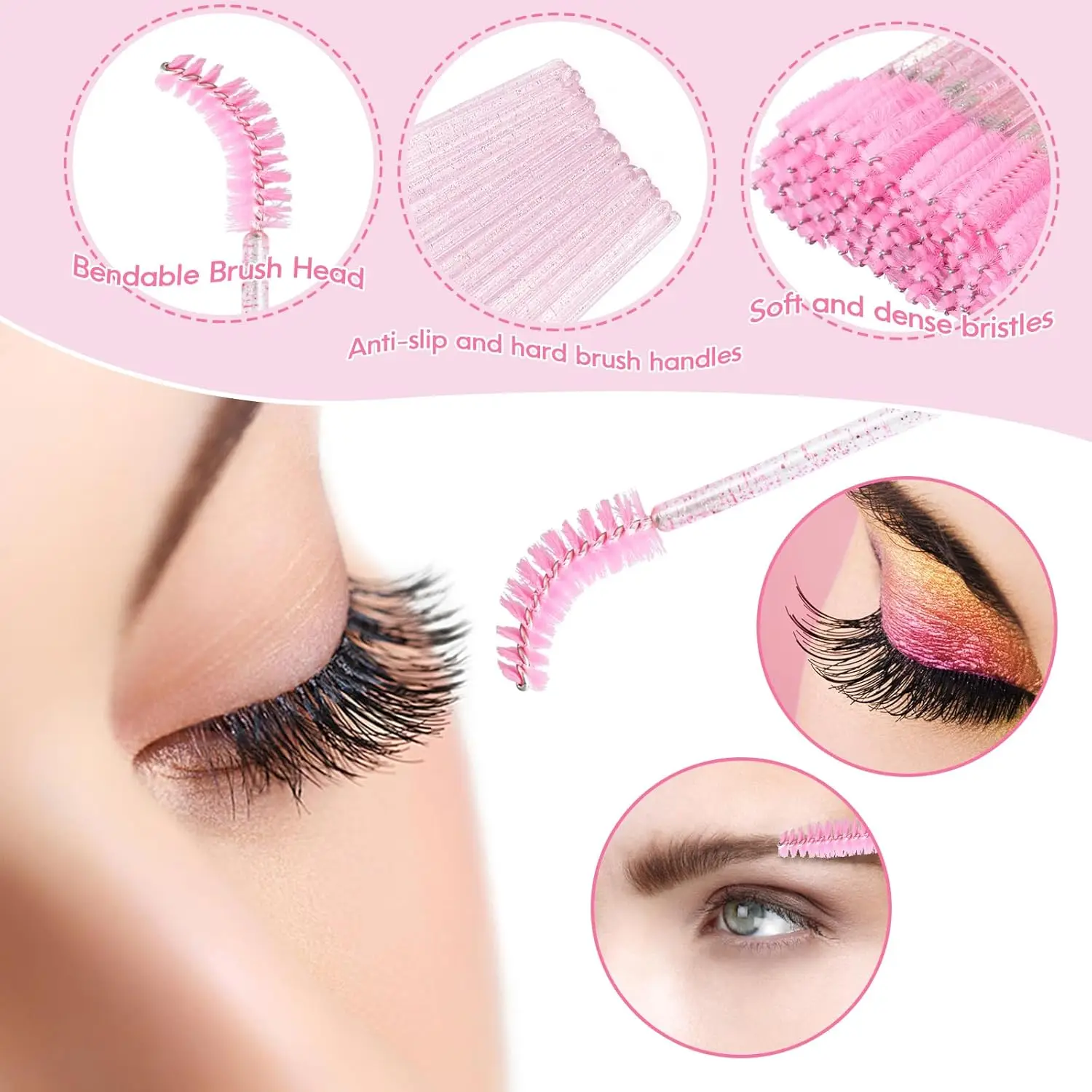 265pcs Eyelash Extension Supplies Kit Disposable Lash Spoolies Brushes Micro Cotton Swab Brush Mascara Wand Lipstick Applicator